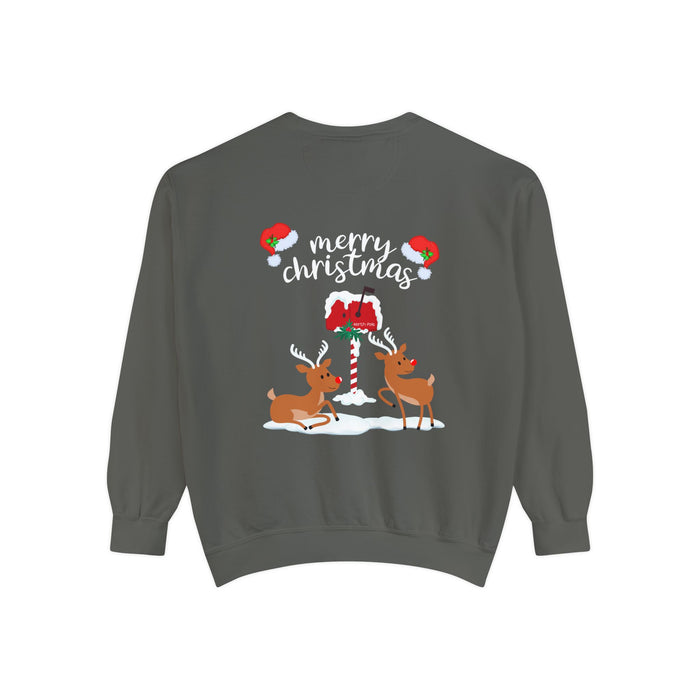 Kleidungsstückgefärbtes Unisex-Sweatshirt mit ein Weihnacht Motiv Design