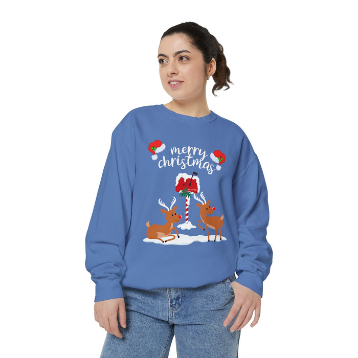 Kleidungsstückgefärbtes Unisex-Sweatshirt mit ein Weihnacht Motiv Design