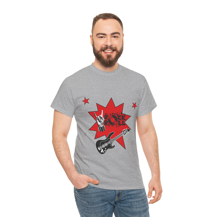 Unisex-T-Shirt aus schwerer Baumwolle mit ein Rock Motiv Design