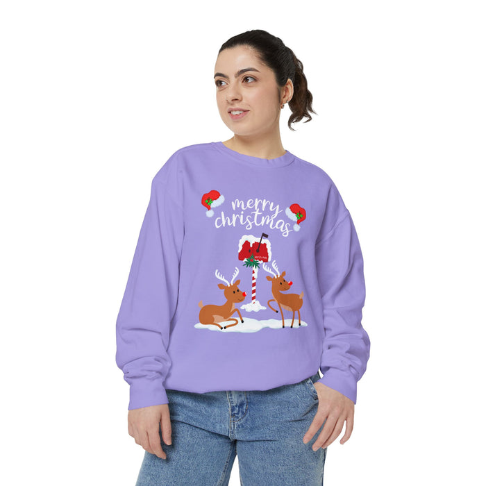 Kleidungsstückgefärbtes Unisex-Sweatshirt mit ein Weihnacht Motiv Design