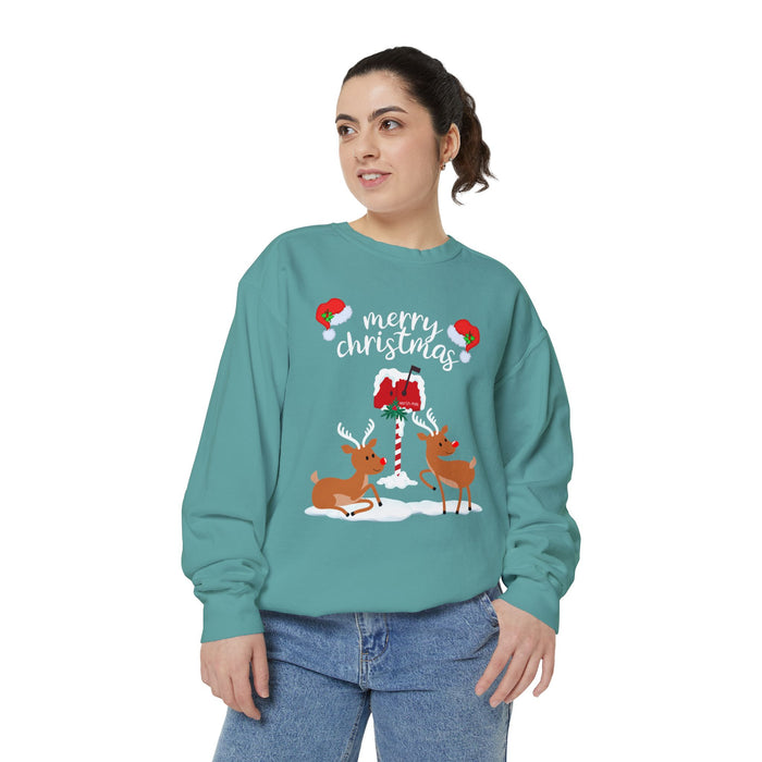 Kleidungsstückgefärbtes Unisex-Sweatshirt mit ein Weihnacht Motiv Design