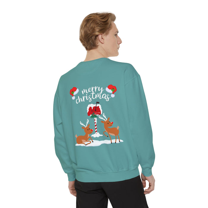 Kleidungsstückgefärbtes Unisex-Sweatshirt mit ein Weihnacht Motiv Design