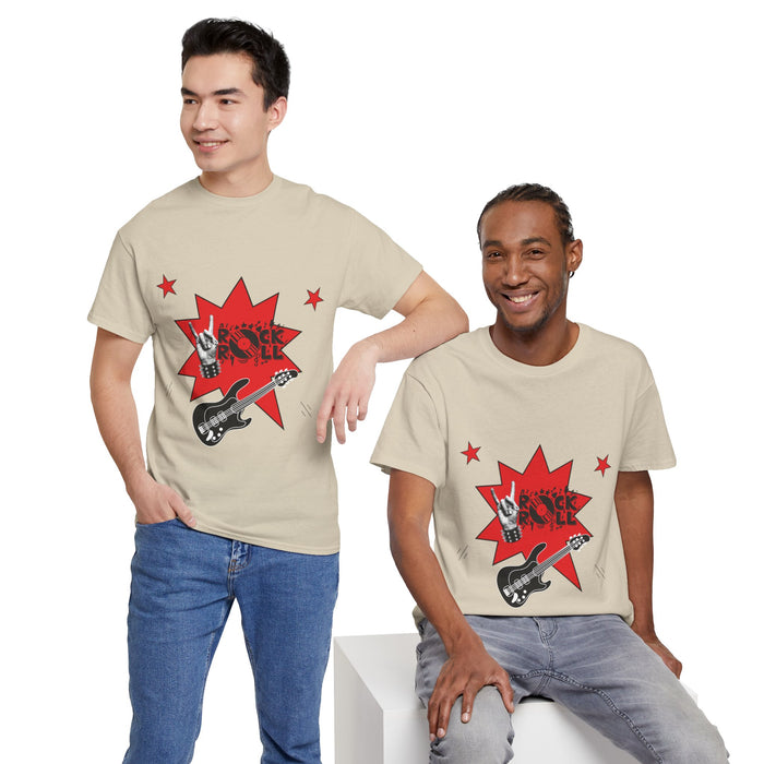 Unisex-T-Shirt aus schwerer Baumwolle mit ein Rock Motiv Design