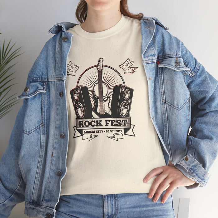 Unisex-T-Shirt aus schwerer Baumwolle mit ein Rock Motiv Design