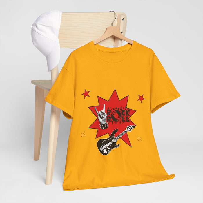 Unisex-T-Shirt aus schwerer Baumwolle mit ein Rock Motiv Design