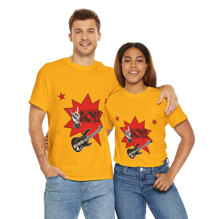 Unisex-T-Shirt aus schwerer Baumwolle mit ein Rock Motiv Design