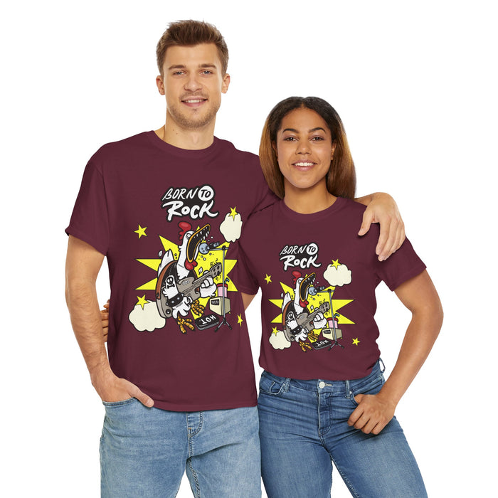 Unisex-T-Shirt aus schwerer Baumwolle mit ein cooles Rock Motiv Design