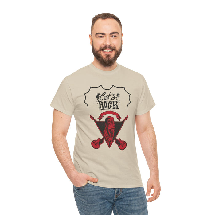 Unisex-T-Shirt aus schwerer Baumwolle mit ein Rock Motiv Design