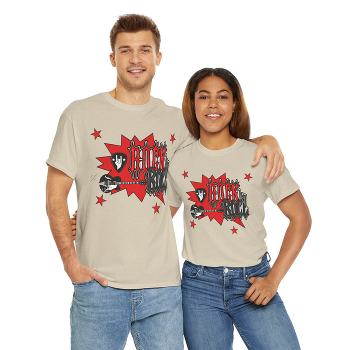 Unisex-T-Shirt aus schwerer Baumwolle mit ein Rock Motiv Design