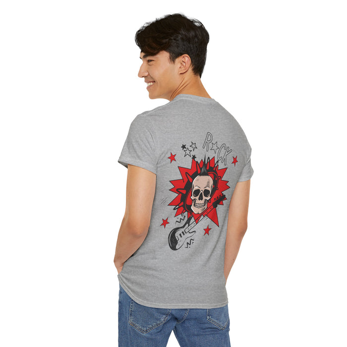 Unisex-T-Shirt aus schwerer Baumwolle mit ein Totenkopf Motiv Design