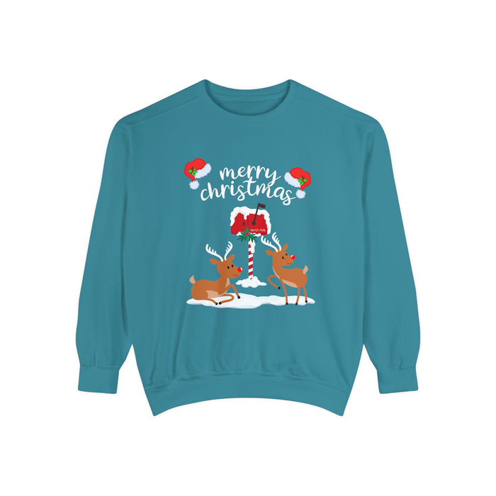 Kleidungsstückgefärbtes Unisex-Sweatshirt mit ein Weihnacht Motiv Design