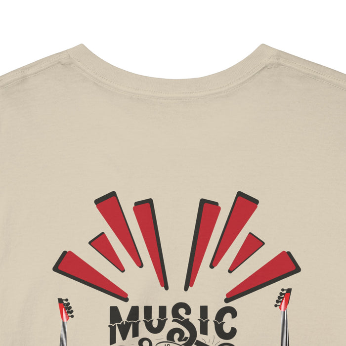 Unisex-T-Shirt aus schwerer Baumwolle mit ein Musik Motiv Design