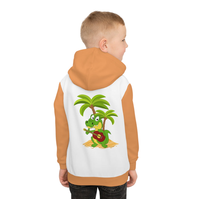 Kinder-Kapuzenpullover (AOP) mit ein cooles Krokodil Motiv