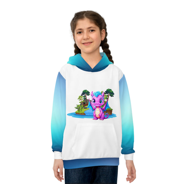 Kinder-Kapuzenpullover (AOP)  mit ein Drachen Motiv