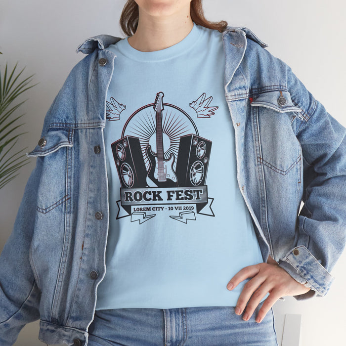 Unisex-T-Shirt aus schwerer Baumwolle mit ein Rock Motiv Design