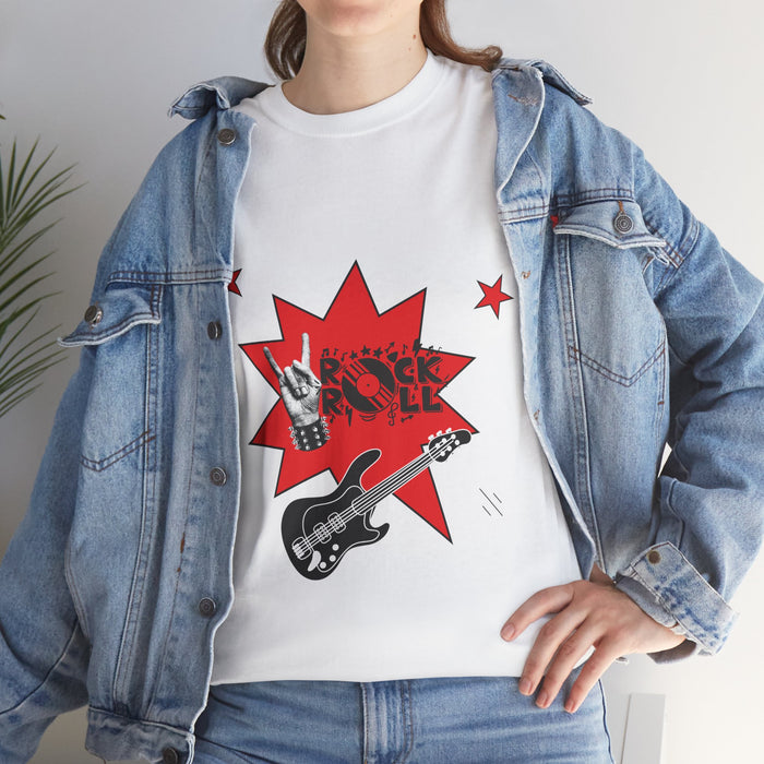 Unisex-T-Shirt aus schwerer Baumwolle mit ein Rock Motiv Design