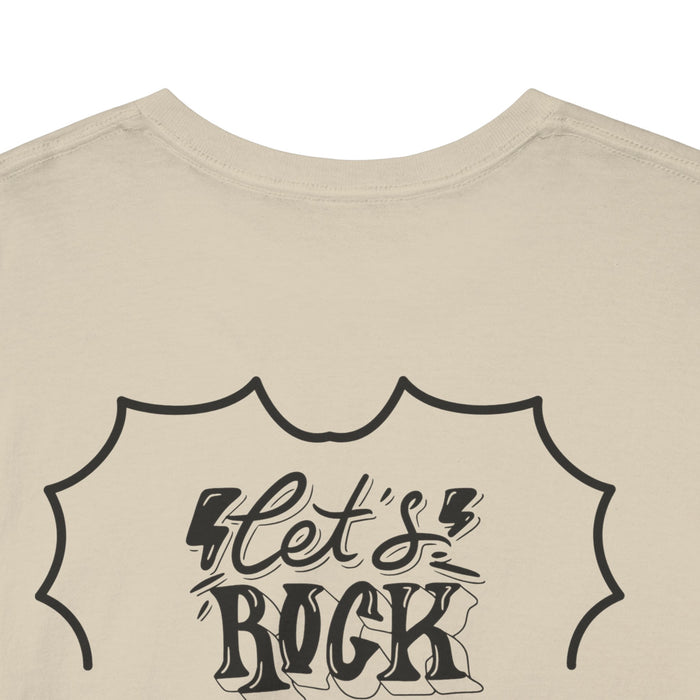 Unisex-T-Shirt aus schwerer Baumwolle mit ein Rock Motiv Design