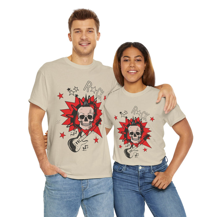 Unisex-T-Shirt aus schwerer Baumwolle mit ein Totenkopf Motiv Design