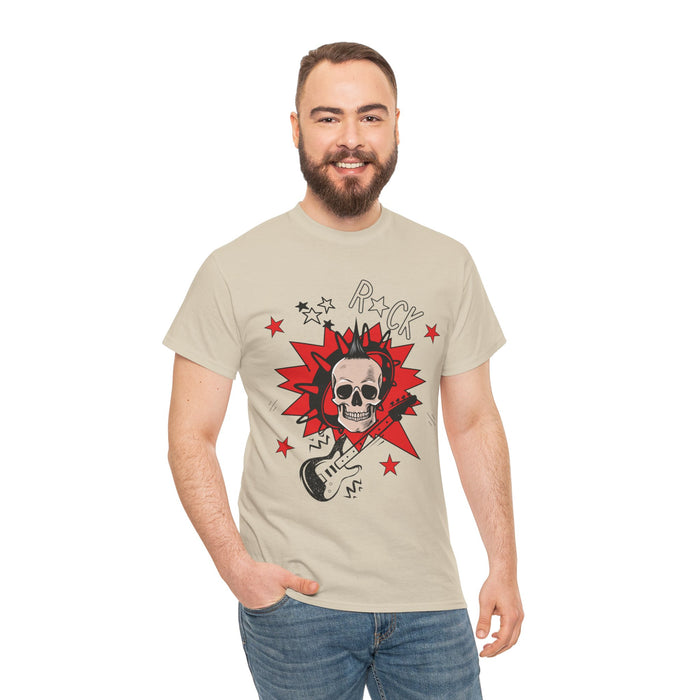 Unisex-T-Shirt aus schwerer Baumwolle mit ein Totenkopf Motiv Design