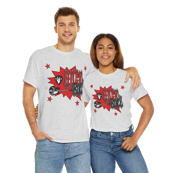 Unisex-T-Shirt aus schwerer Baumwolle mit ein Rock Motiv Design