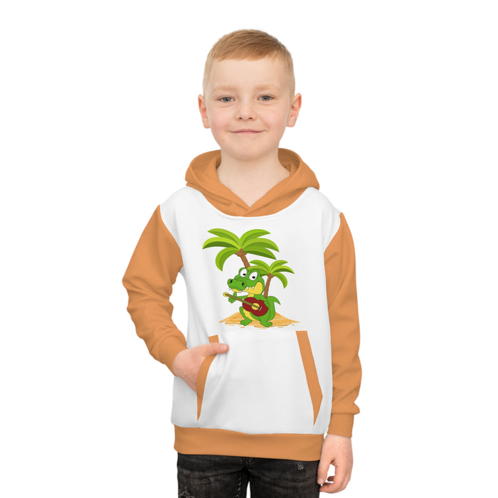 Kinder-Kapuzenpullover (AOP) mit ein cooles Krokodil Motiv