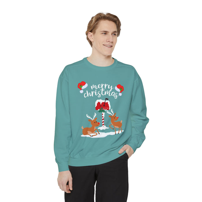 Kleidungsstückgefärbtes Unisex-Sweatshirt mit ein Weihnacht Motiv Design