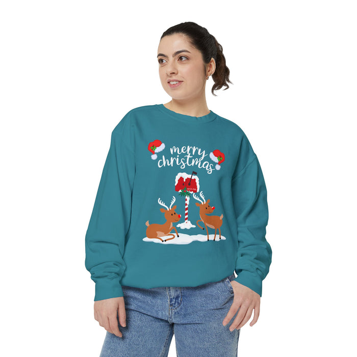 Kleidungsstückgefärbtes Unisex-Sweatshirt mit ein Weihnacht Motiv Design