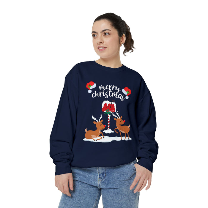 Kleidungsstückgefärbtes Unisex-Sweatshirt mit ein Weihnacht Motiv Design