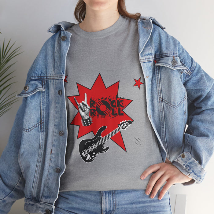 Unisex-T-Shirt aus schwerer Baumwolle mit ein Rock Motiv Design