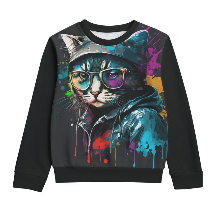 Rundhals-Sweatshirt mit Allover-Print für Kinder | 310 g/m² Baumwolle