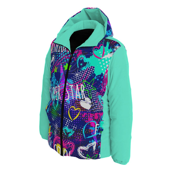 Unisex-Daunenjacke mit Allover-Print