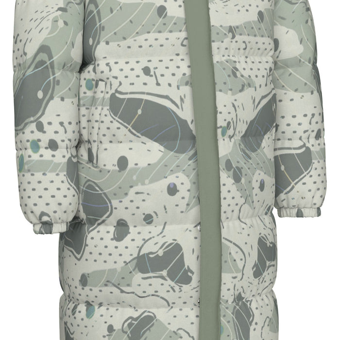 Lange Daunenjacke mit Allover-Print für Unisex