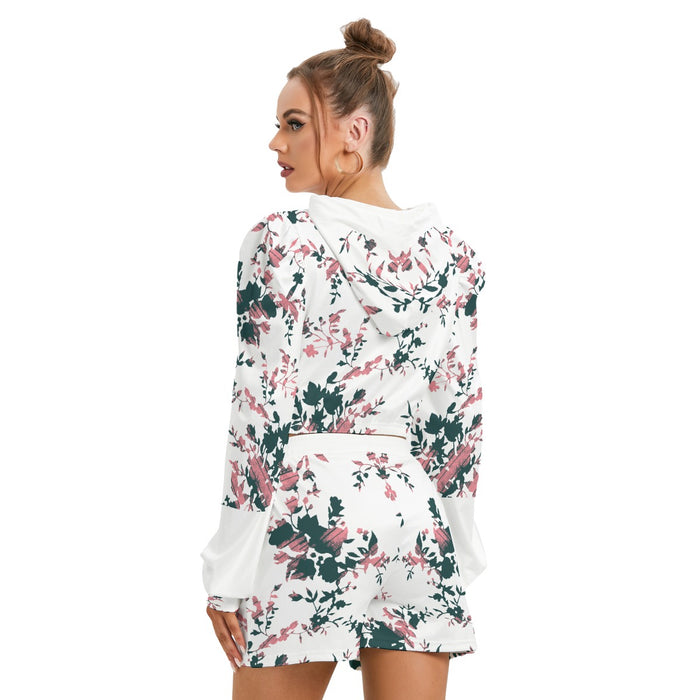 Set aus Kapuzenpullover und Shorts aus Micro Fleece mit Allover-Print für Damen-Teenagerin