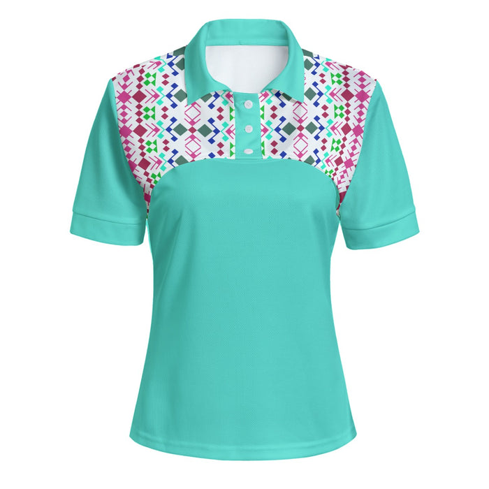 Lässiges zweiteiliges POLO-Shirt mit Allover-Print für Damen