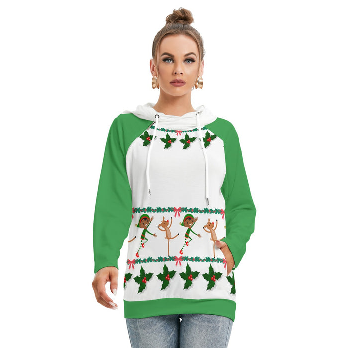 Allover-Print Damen Hoodie mit Doppelkapuze