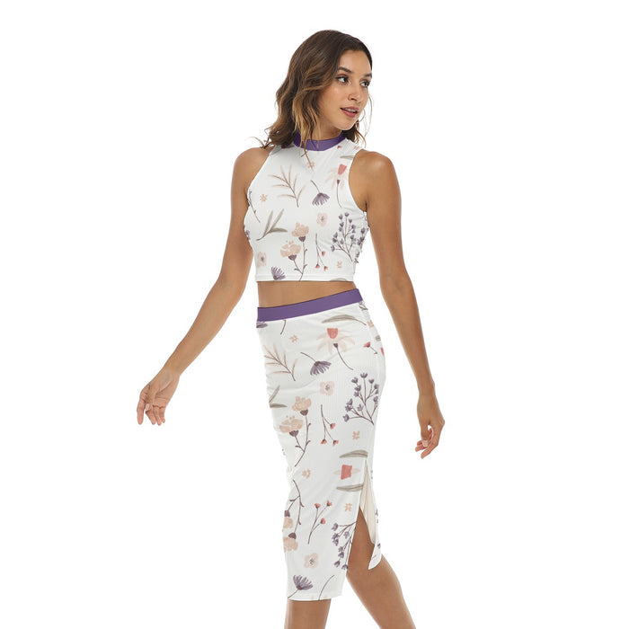 Set aus Tanktop und hochgeschlossenem Rock mit Allover-Print für Damen und Teenagerin