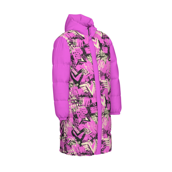 Lange Daunenjacke mit Allover-Print für Unisex