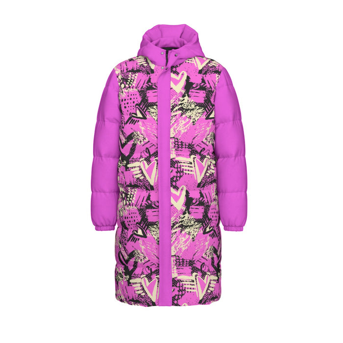 Lange Daunenjacke mit Allover-Print für Unisex