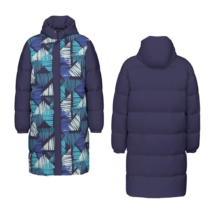 Lange Daunenjacke mit Allover-Print für Unisex