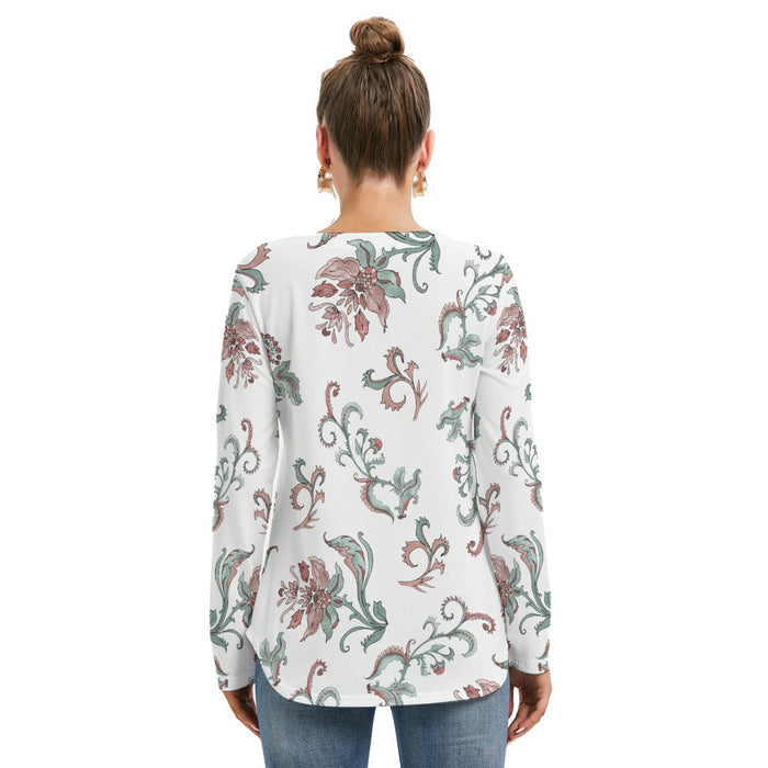 Sweatshirt mit langen Ärmeln und Bindeband für Damen mit Allover-Print