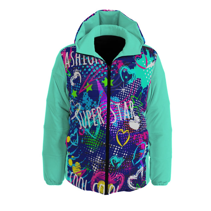 Unisex-Daunenjacke mit Allover-Print