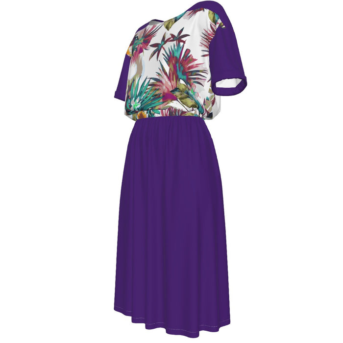 Kleid mit Allover-Print und elastischer Taille für Damen