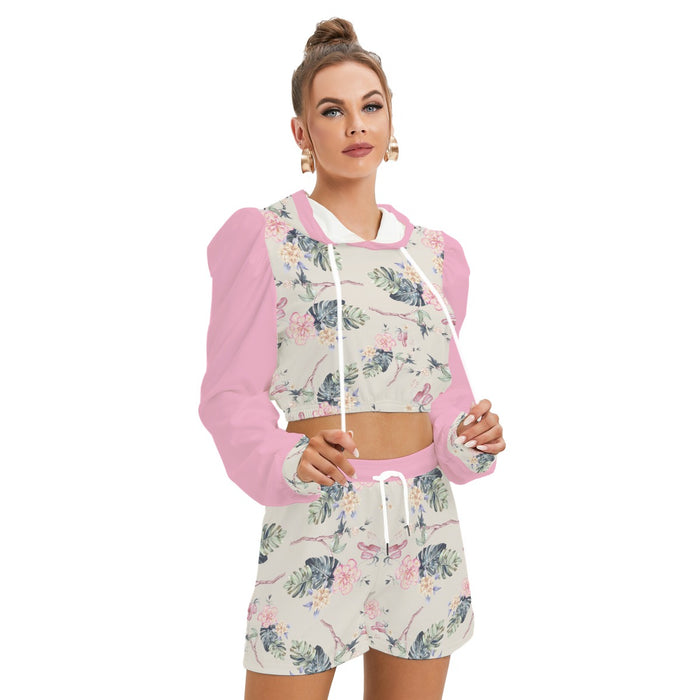 Set aus Kapuzenpullover und Shorts aus Micro Fleece mit Allover-Print für Damen-Teenagerin