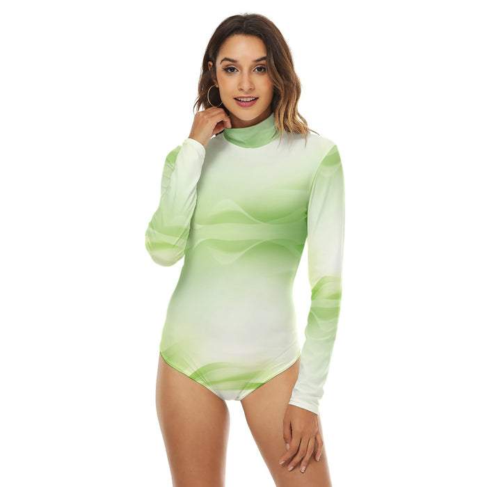 Rollkragen-Bodysuit mit langen Ärmeln und Allover-Print für Damen/Teenagerin