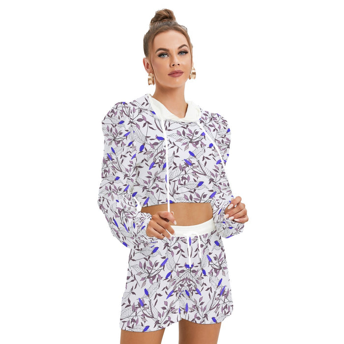 Set aus Kapuzenpullover und Shorts aus Micro Fleece mit Allover-Print für Damen-Teenagerin