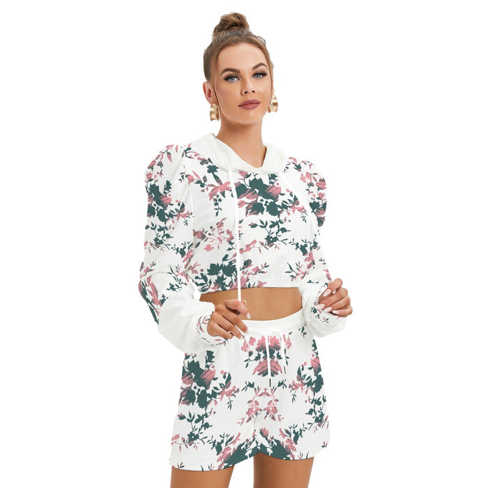 Set aus Kapuzenpullover und Shorts aus Micro Fleece mit Allover-Print für Damen-Teenagerin