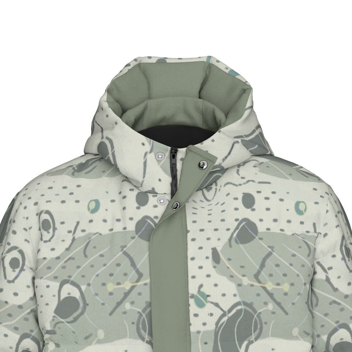 Lange Daunenjacke mit Allover-Print für Unisex