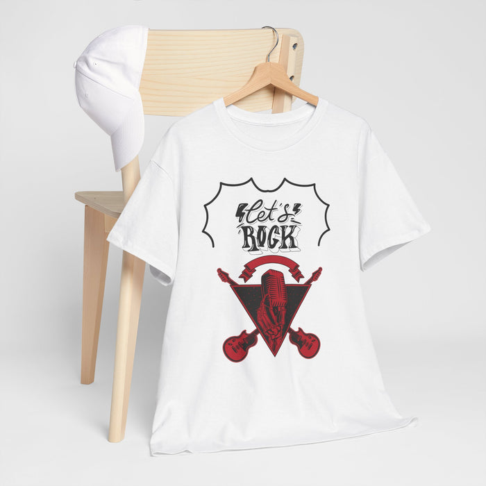 Unisex-T-Shirt aus schwerer Baumwolle mit ein Rock Motiv Design