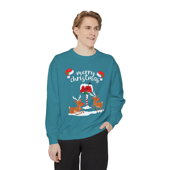 Kleidungsstückgefärbtes Unisex-Sweatshirt mit ein Weihnacht Motiv Design