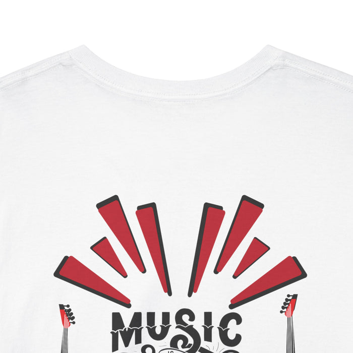 Unisex-T-Shirt aus schwerer Baumwolle mit ein Musik Motiv Design